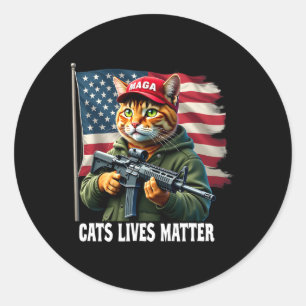 Cats Lives Problem Funny Trump 2024 Cat Voting Tru Classic Round Sticker