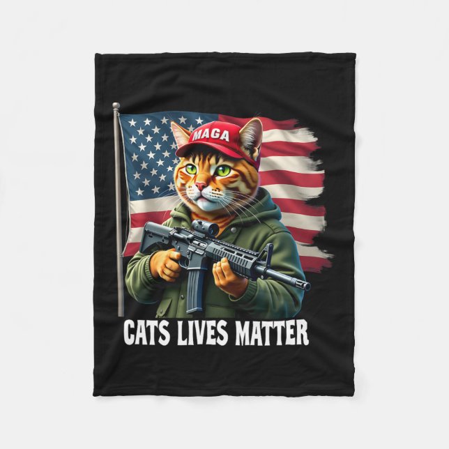 Cats Lives Problem Funny Trump 2024 Cat Voting Tru Fleece Blanket (Front)