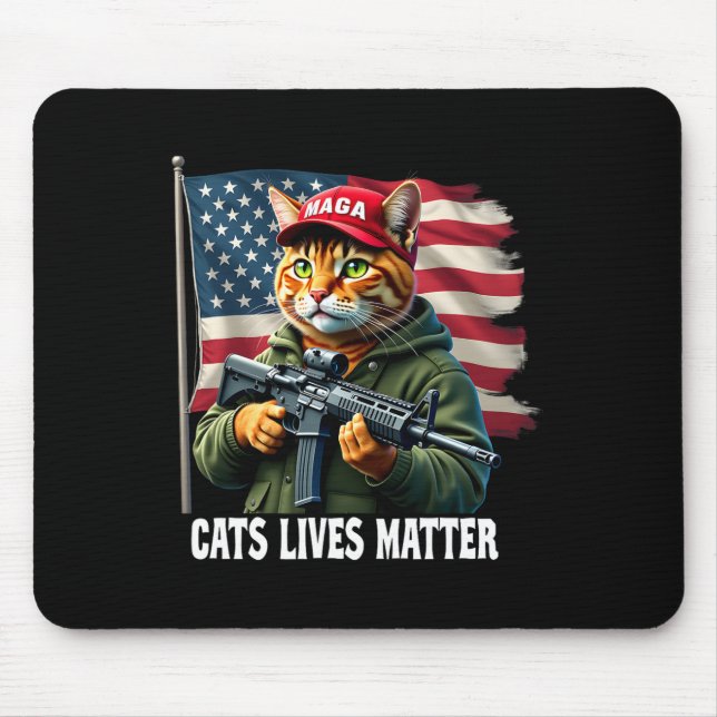 Cats Lives Problem Funny Trump 2024 Cat Voting Tru Mouse Mat (Front)