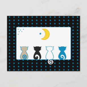 Cats Looking the Moon - postcard