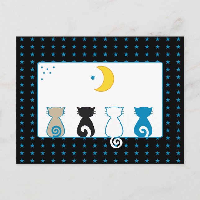Cats Looking the Moon - postcard (Front)