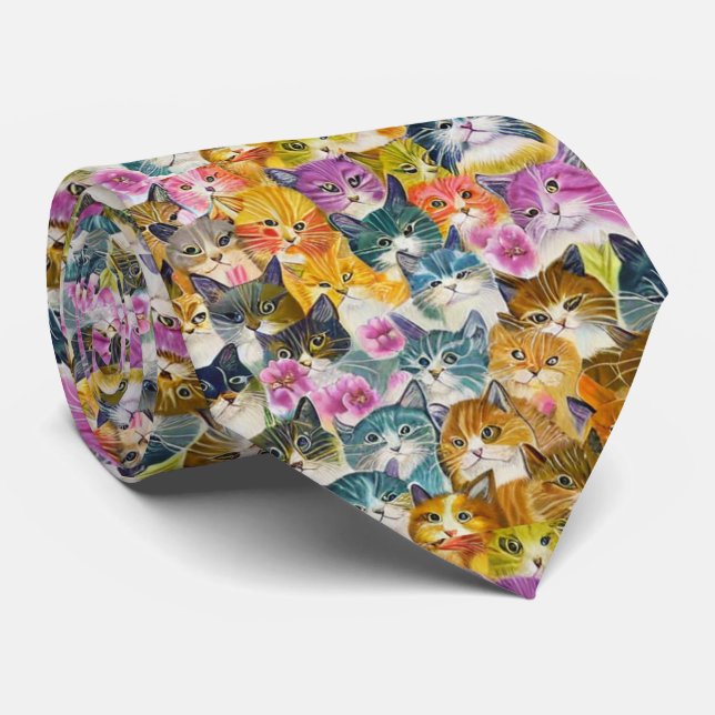 Cats Lots & lots of Cats Tie (Rolled)