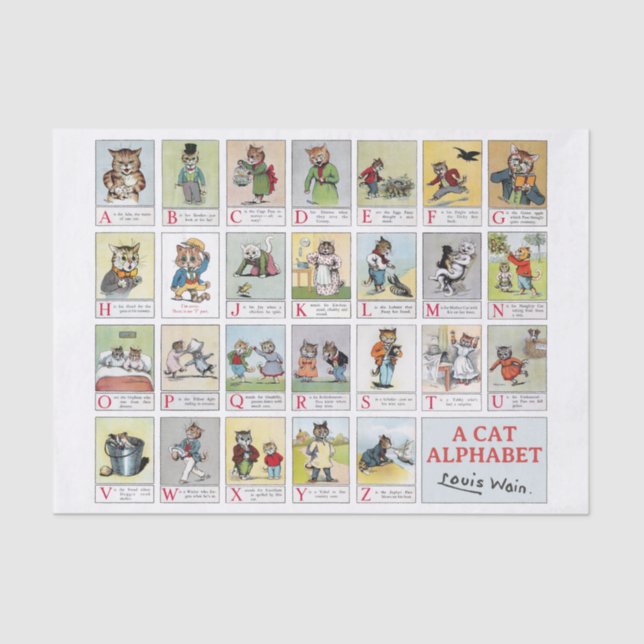 Cats, Louis Wain (Background Colour Changeable) Tissue Paper (Front)