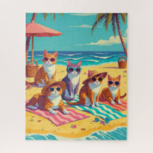 Cats Lounging on the Beach Jigsaw Puzzle