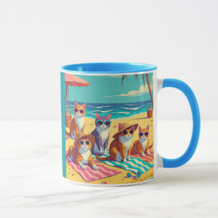 Cats Lounging on the Beach Mug