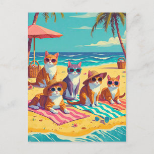 Cats Lounging on the Beach Postcard