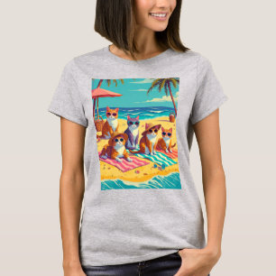 Cats Lounging on the Beach T-Shirt