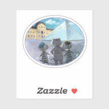 Cats Louvre Paris - Enjoy Oval Vinyl Sticker