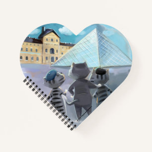 Cats Louvre Paris - Heart Shaped Notebook 