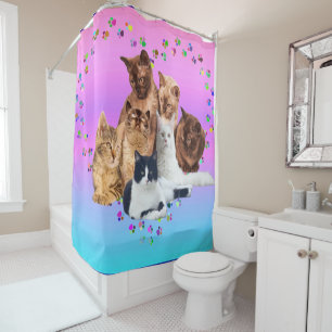 Cats Love Artsy Bathroom Decor Colours - Shower Curtain