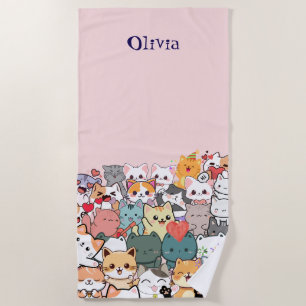 Cat's love  beach towel