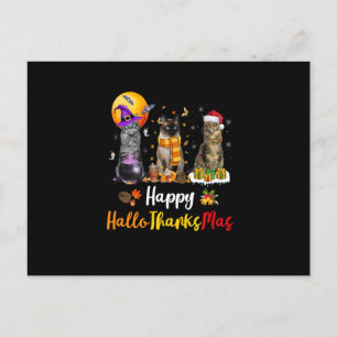 Cats Lover Halloween Thanksgiving Christmas Hallot Holiday Postcard