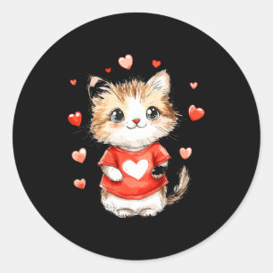 Cats Lover Heart Girls Kitten Valentine’s Day Wome Classic Round Sticker