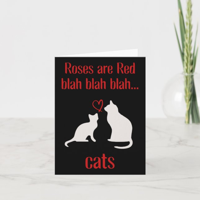 Cats Lover Rose And Red Valentine  Card (Front)