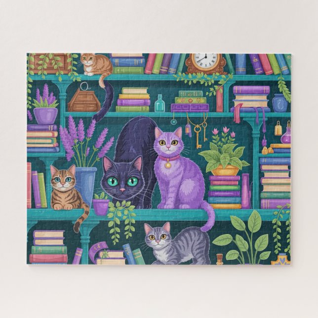 Cats Magical Bookshelf Jigsaw Puzzle (Horizontal)