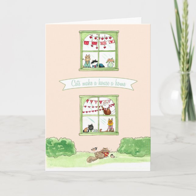 Cats make a house a home valentine holiday card (Front)
