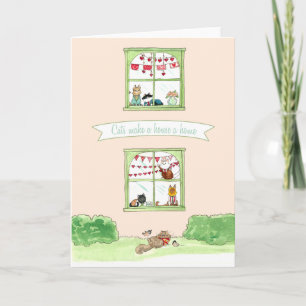 Cats make a house a home valentine holiday card