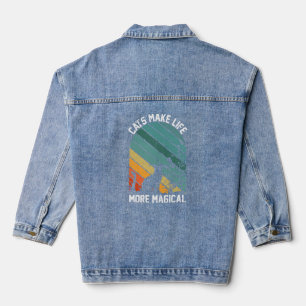 cats make life more magical denim jacket