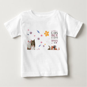 "Cats Make Me Happy" Baby T-Shirt Cute Cartoon