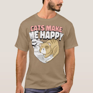 Cats make me happy Cat lover heart T-Shirt