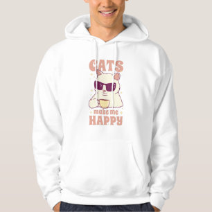 Cats Make Me Happy Cute Cat Quote Art Hoodie