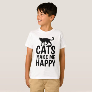 CATS MAKE ME HAPPY,  Kids Cat T-shirts