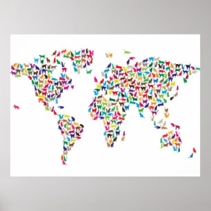 Cats Map of the World Map Poster