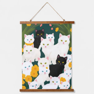 Cats Meet Up Group Hanging Tapestry