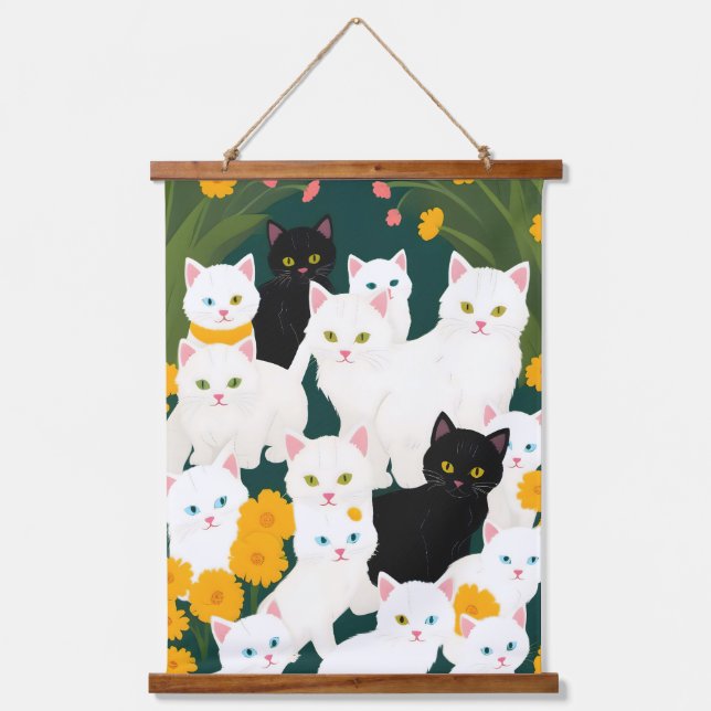 Cats Meet Up Group Hanging Tapestry (Front)