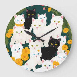 Cats Meet Up Group Large Clock