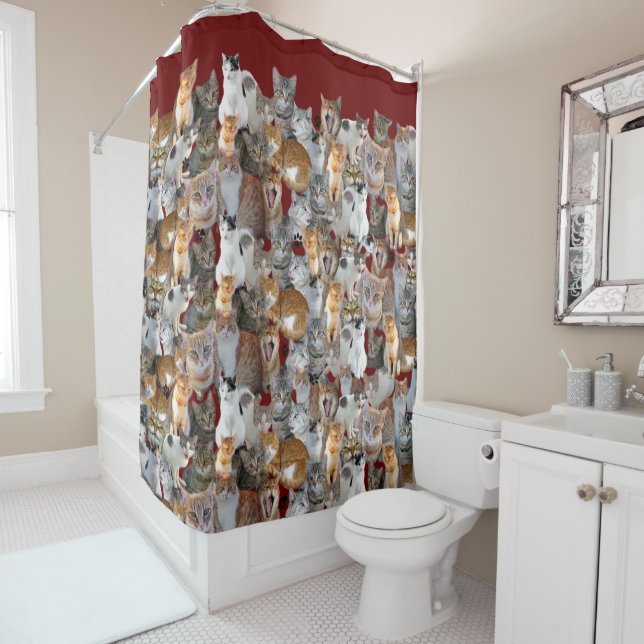 Cats meeting point - cute shower curtain (In Situ)