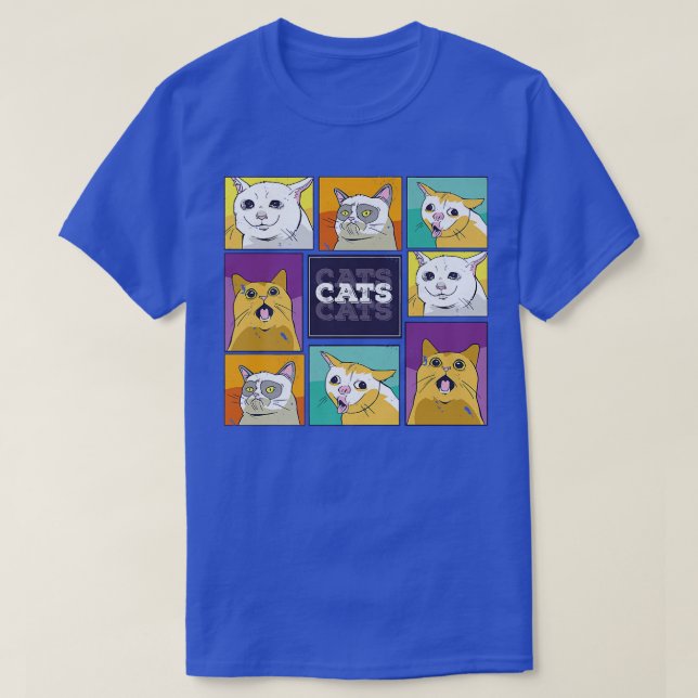 Cats Meme emotions of cats Cute cat For cat lovers T-Shirt (Design Front)