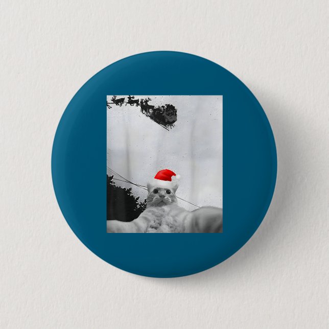 Cats Meme Funny Cat Selfie With Santa Hat Christma 6 Cm Round Badge (Front)