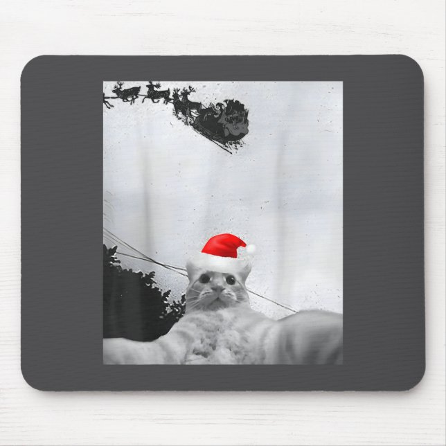 Cats Meme Funny Cat Selfie With Santa Hat Christma Mouse Mat (Front)