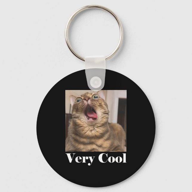 Cats Meme Graphic Silly Cat Humor Funny Cat Very C Key Ring (Front)