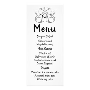 Cats Menu Black White Wedding Party Kitty Modern