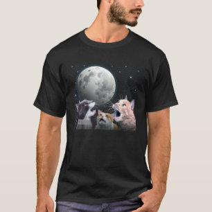 Cats Meowling At Moon Cat Space Kitten Joke T-Shirt