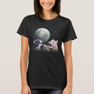 Cats Meowling At Moon Cat Space Kitten Joke T-Shirt