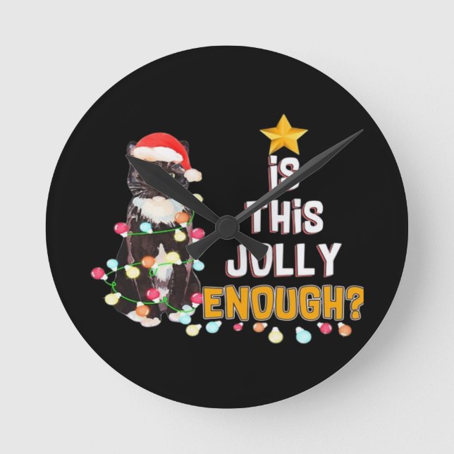 Cats Merry Chirstmas  Round Clock (Front)