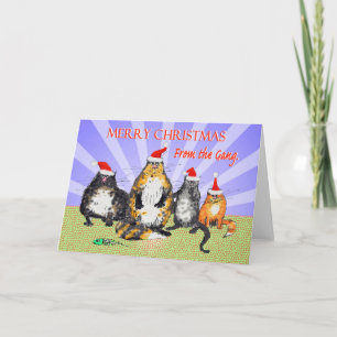 Cats, merry Christmas from the gang, humour Holiday Card