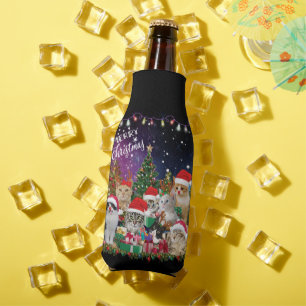 Cats Merry christmas Light Bottle Cooler