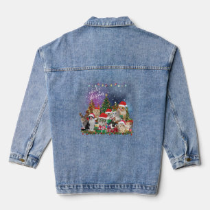 Cats Merry Christmas Light Denim Jacket