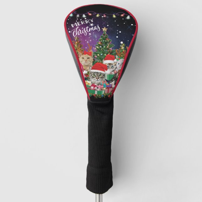 Cats Merry Christmas Light  Golf Head Cover (Front)