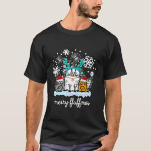 Cats Merry Fluffmas Funny Men Women Kids Christmas T-Shirt