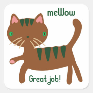 Cat's meWOW Customisable Great Job Sticker Square
