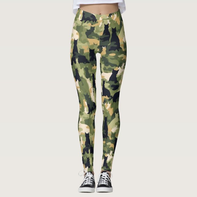 Cats Military Camouflage Leggings (Front)