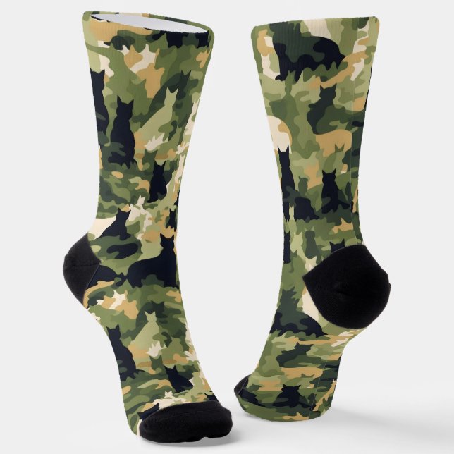 Cats Military Camouflage Socks (Angled)