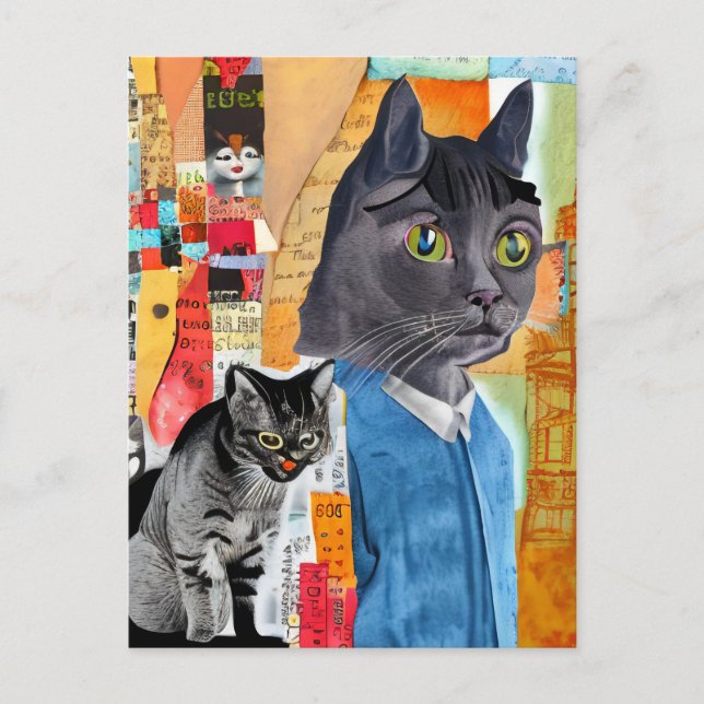 Cats Mixed Media Postcard (Front)