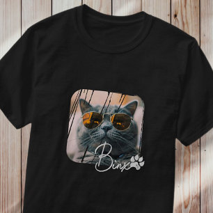 Cat's Modern Simple Cool Grunge Name and Photo T-Shirt