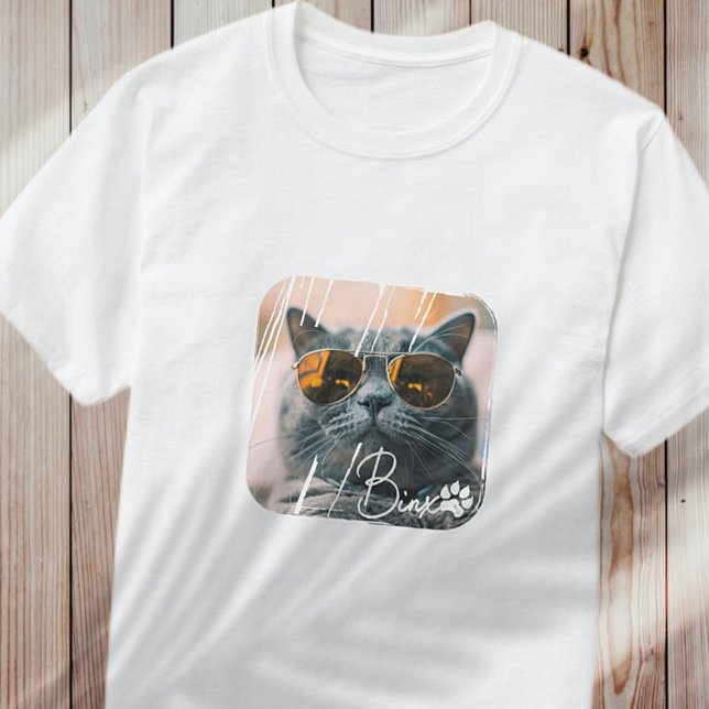 Cat's Modern Simple Cool Grunge Name and Photo T-Shirt (Creator Uploaded)